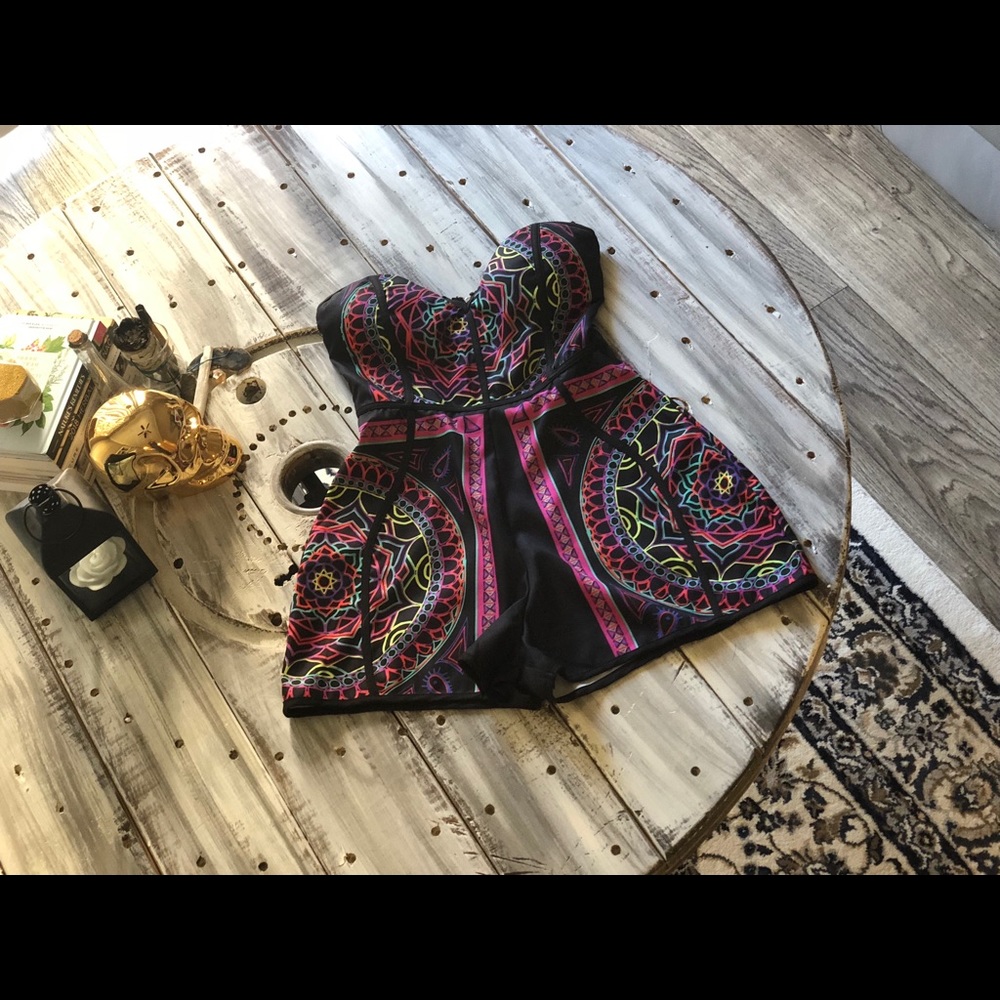 Black Geo Sabo Skirt Romper